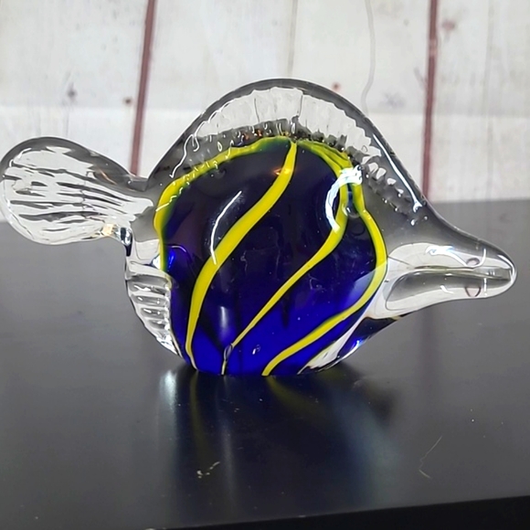 Murano Style Blue Yellow Glass Figurine Angelfish Fish Swordfish Unmarked 6 Inch - Picture 9 of 16